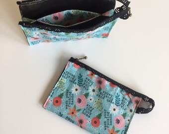 Wash Your #%?!& Hands Mini Magic Clutch Wallet. One zipper, three organized pockets. Purse Organizer. Zippy bag.  Waxed Canvas fabrics