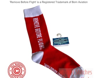Remove Before Flight Red Crew Socks One size fits most (adult) Gift for pilot, flight gifts, Airplane Novelty Sock Free shipping