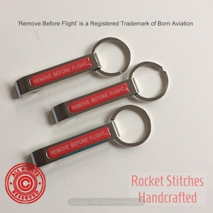 One Remove Before Flight Palm-sized Beer Bottle Opener Keyfob. Red  airplane/aviation/pilot gift key ring