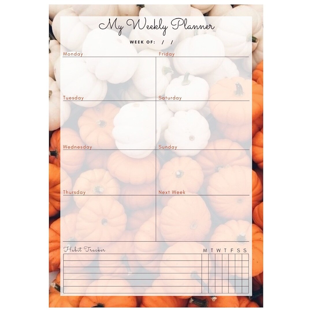 Fall Weekly Planner - Digital Download - Etsy