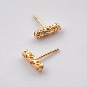 3D Pyramid Bar Earring - Gold designer geometric Earrings