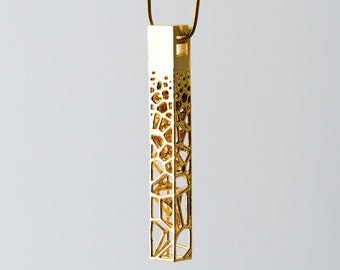 Giraffe Pattern Necklace - 3D Voronoi Bar Charm - Geometric 3D Printed Pendant