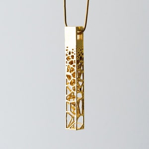 Giraffe Pattern Necklace - 3D Voronoi Bar Charm - Geometric 3D Printed Pendant