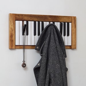 Piano keyboard wooden coat rack / coatrack black and white klavier