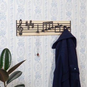 Chopin - Music notes wooden coat rack / coatrack