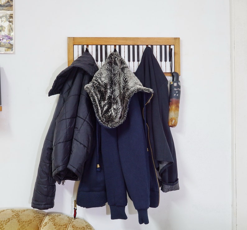 Piano Keyboard Wooden Coat Rack / Coatrack Black and White Etsy