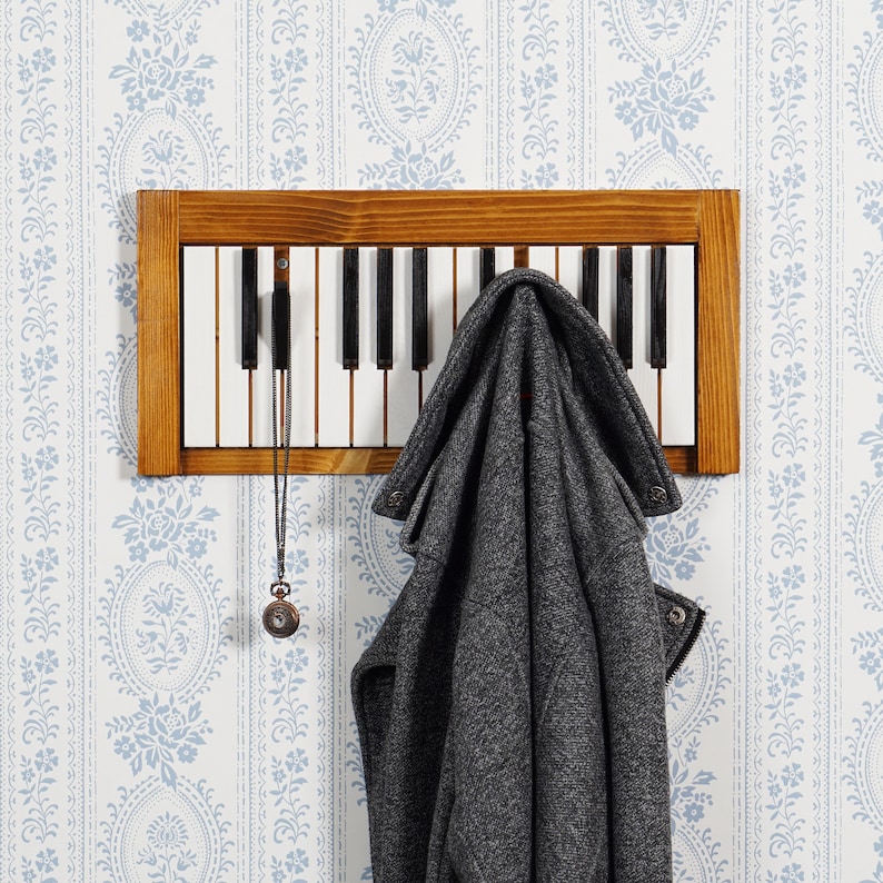 Piano Keyboard Wooden Coat Rack / Coatrack Black and White Etsy