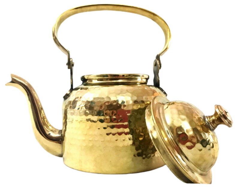 Handmade Hammered Brass Tea Kettle Traditional Chai Making Tea Etsy
