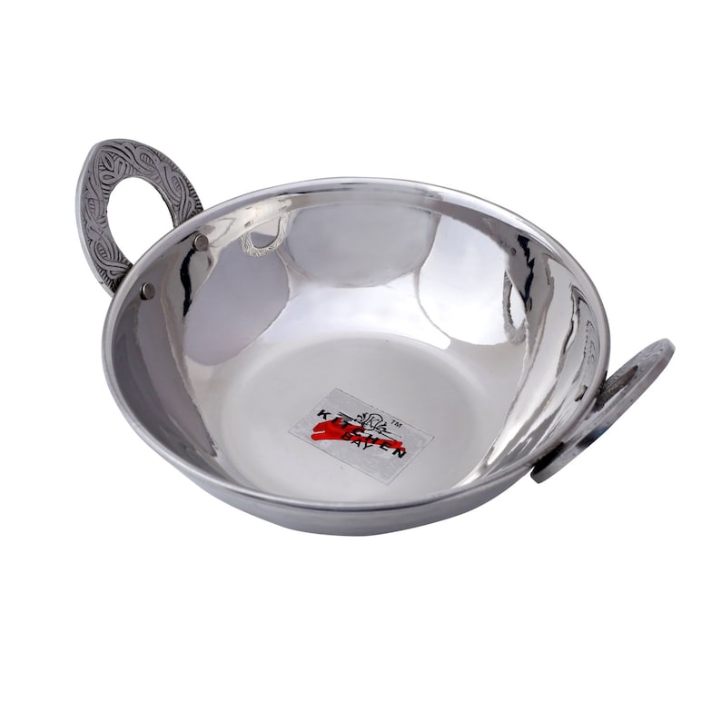 1 Pc Indian Stainless Steel Handmade Hammered Kadai Dishes Vegetable Serving Bowl