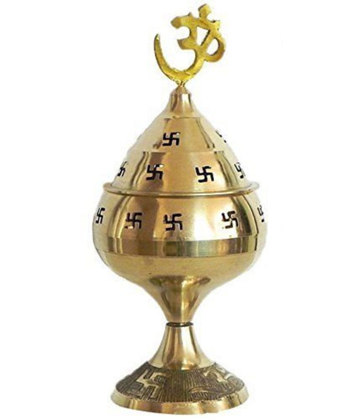 Indian Handmade Brass Akhand Jyoti Diya Om Swastika Oil & Ghee Etsy