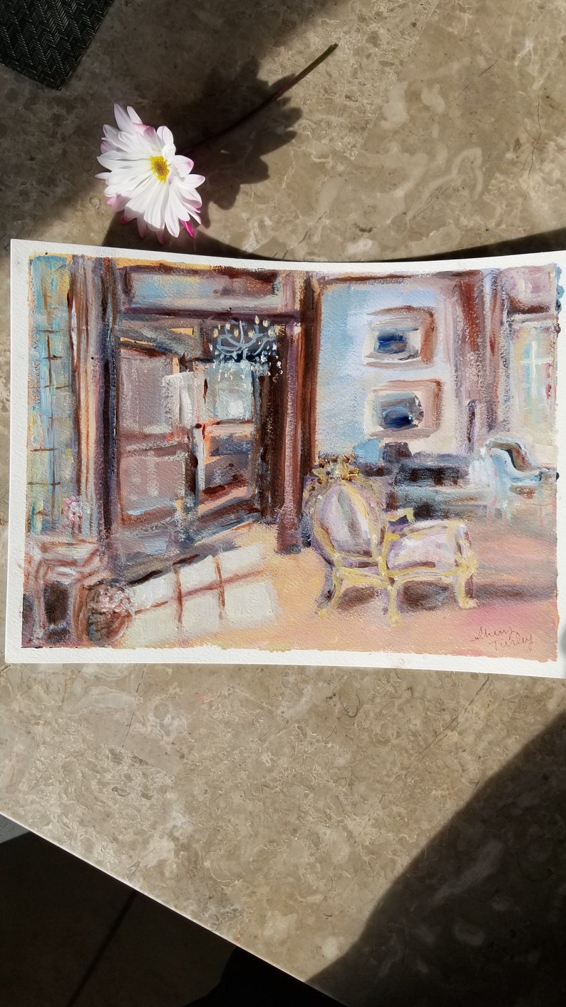 Oil Painting Interior Room Painting Art Bedroom Decor Etsy