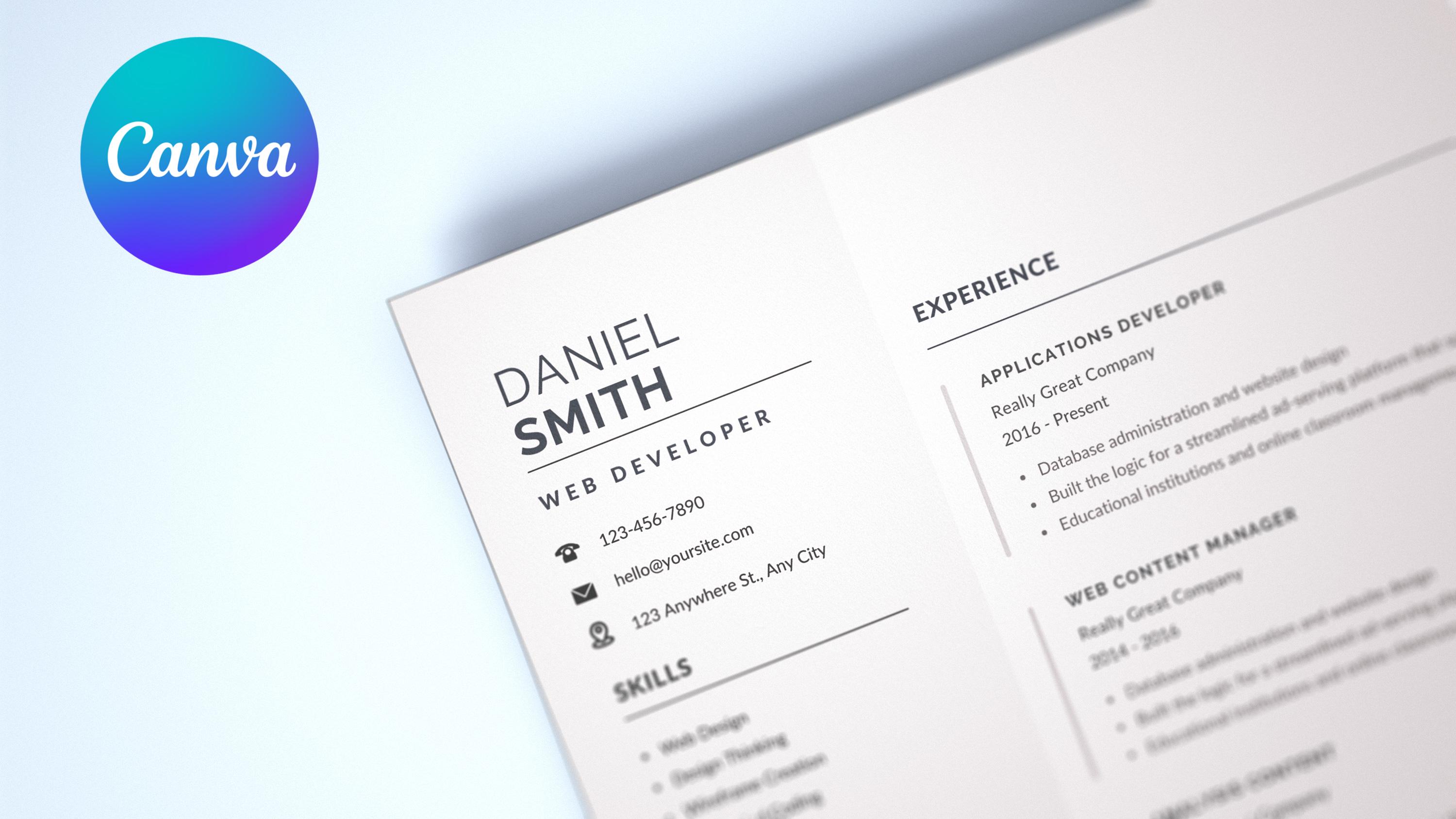 Minimal Design Canva Resume Template, Cover Letter Canva, Resume Canva