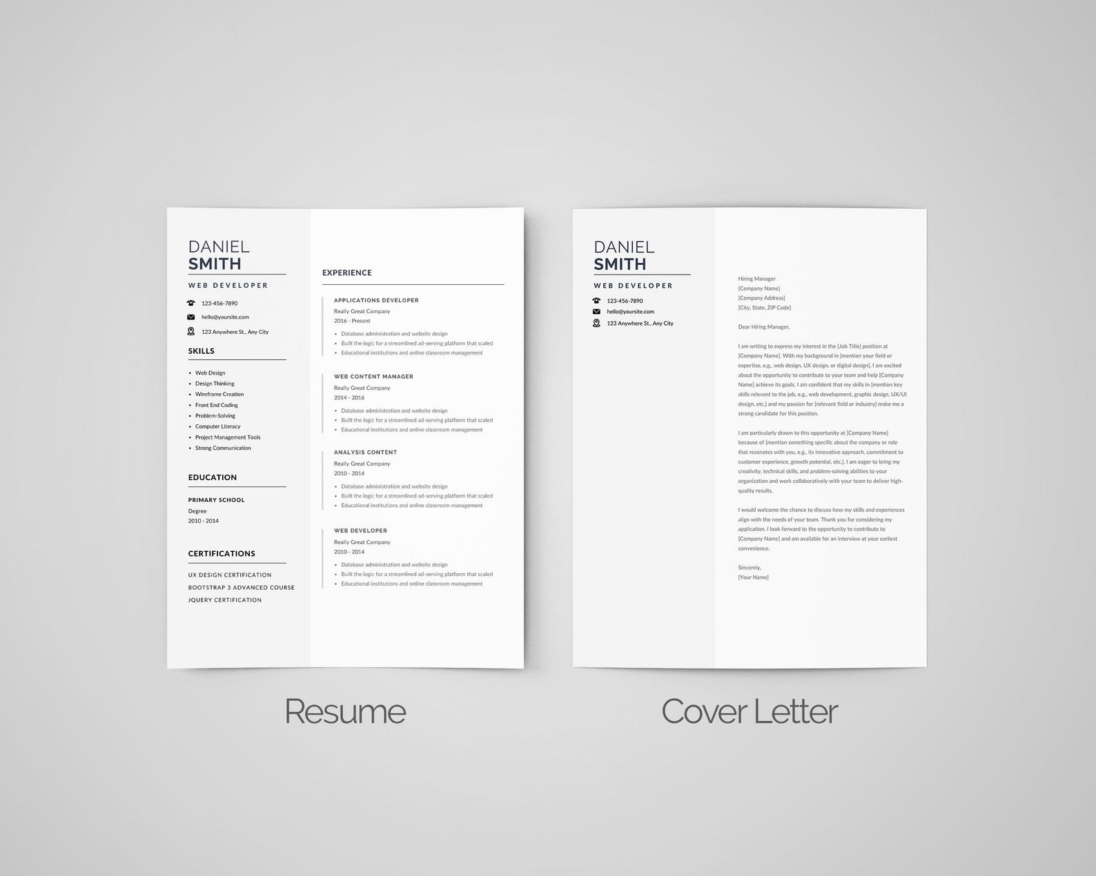 Minimal Design Canva Resume Template, Cover Letter Canva, Resume Canva