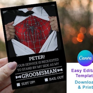 Pedido de casamento do herói aranha, padrinho de casamento em quadrinhos, pedido de casamento do padrinho, pedido de casamento do padrinho, pedido de casamento do Canva