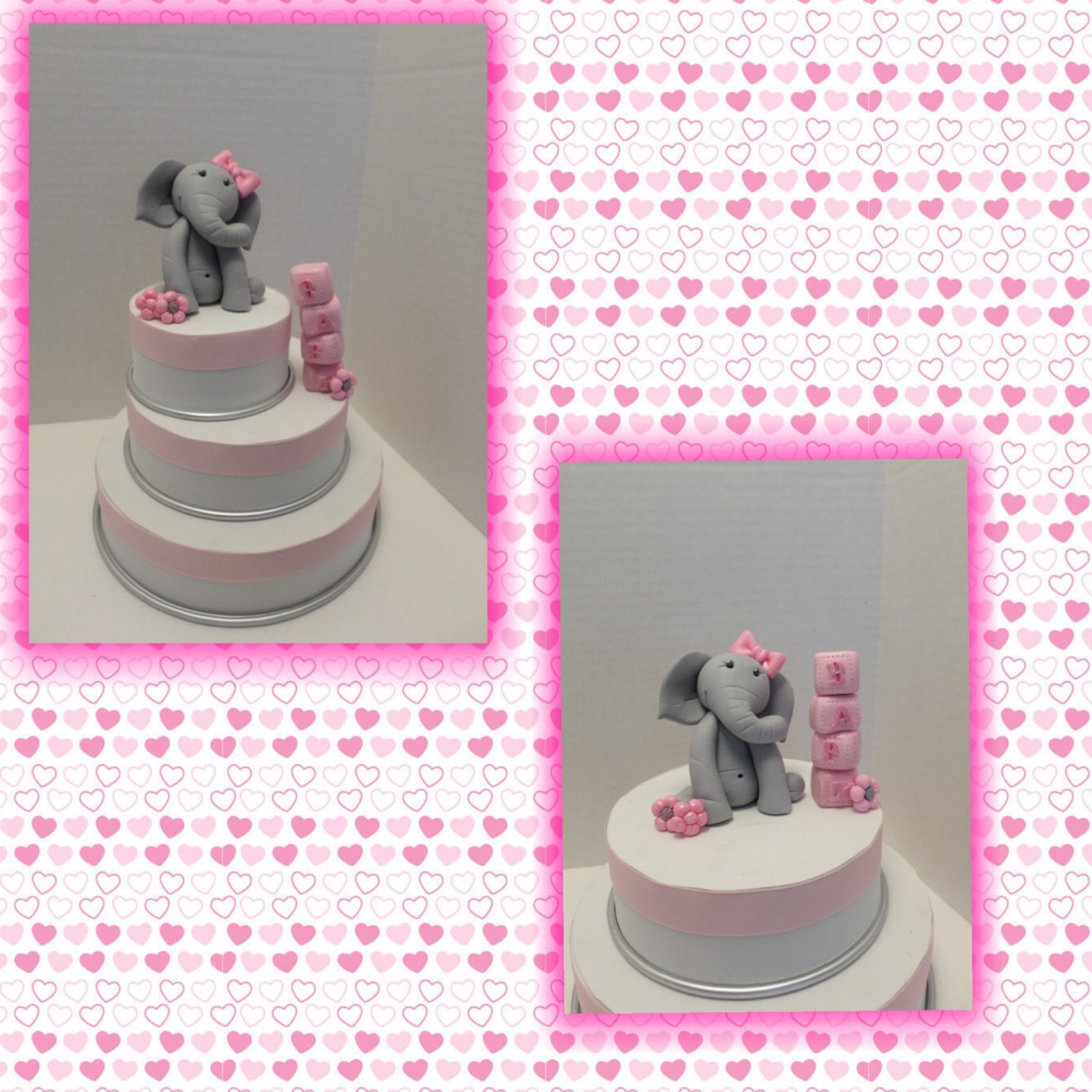 Edible Baby Girl Elephant Cake Topper Etsy