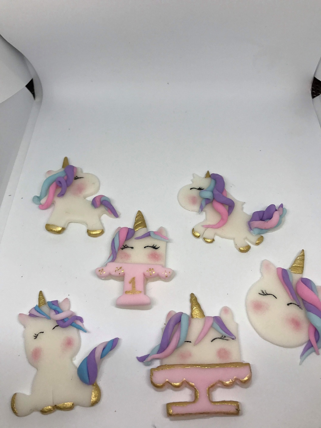 Fondant Unicorn Cupcake Toppers 12 Mix Etsy