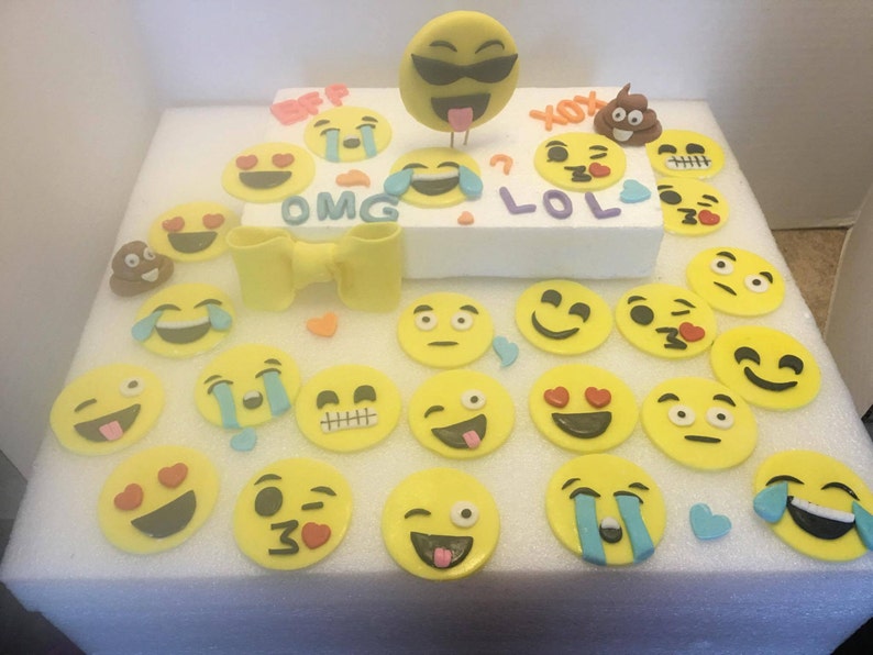 Emoji complete edible cake toppers with 24 cupcake toppers Etsy