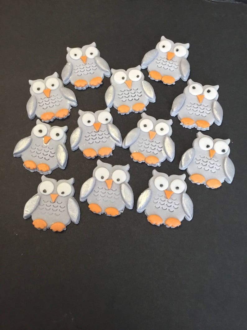 12 Owl cupcake toppers made out of fondant