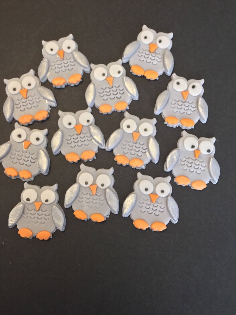 12 Owl cupcake toppers made out of fondant
