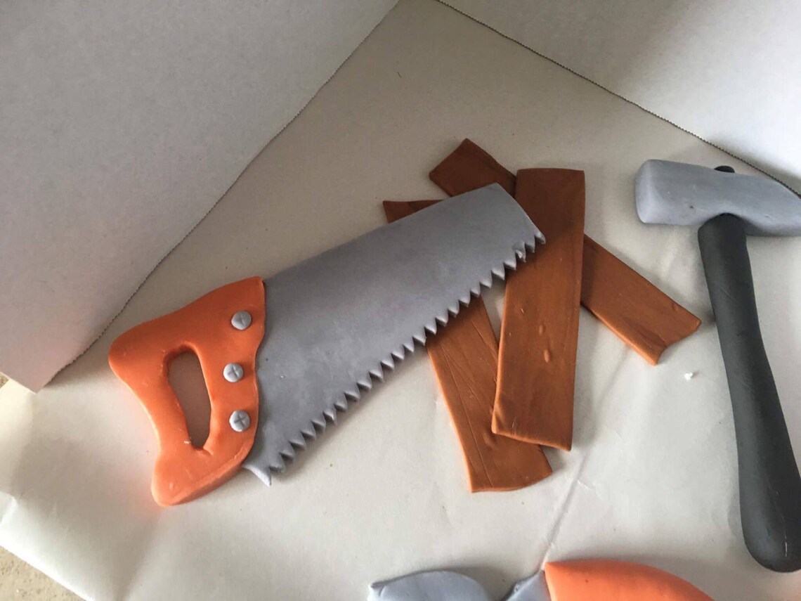 Fondant Carpenter Tools Cake Toppers Complete Set - Etsy