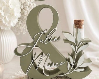 Personalisiertes Geldgeschenk zur Hochzeit mit Namen | Hochzeitsgeschenk Brautpaar | Hochzeitsdeko Aufsteller | Röhrchen für Geld & Blumen