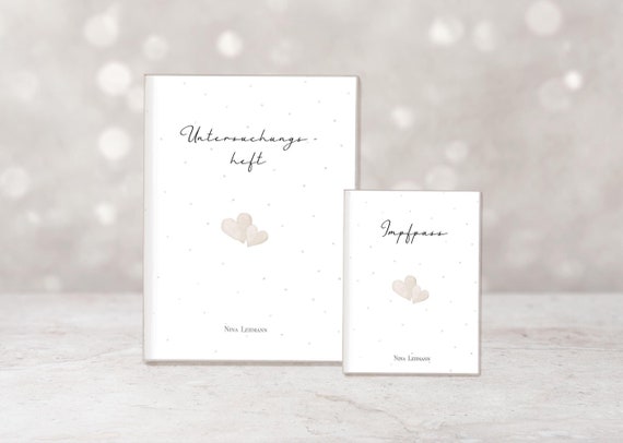 Set U-Heft und Impfpass Hülle | Untersuchungshefthülle 2 Hearts | personalisiert | Schutzhülle mit Namen