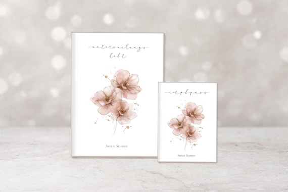 Set U-Heft und Impfpass Hülle | Untersuchungshefthülle Rosa Blumen  | personalisiert | Schutzhülle mit Namen