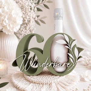 Flaschenhalter zum 60. Geburtstag für Weinflasche Sektflasche Aperitiv | Zahl 60 | personalisiertes Geschenk Geburtstag | Geburtstag Deko 60