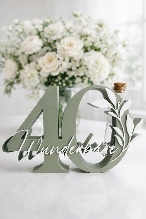 Geldgeschenk zum 40. Geburtstag | Zahl 40 mit Glasröhrchen | personalisiertes Geschenk 40. Geburtstag |  Geburtstag Deko 40