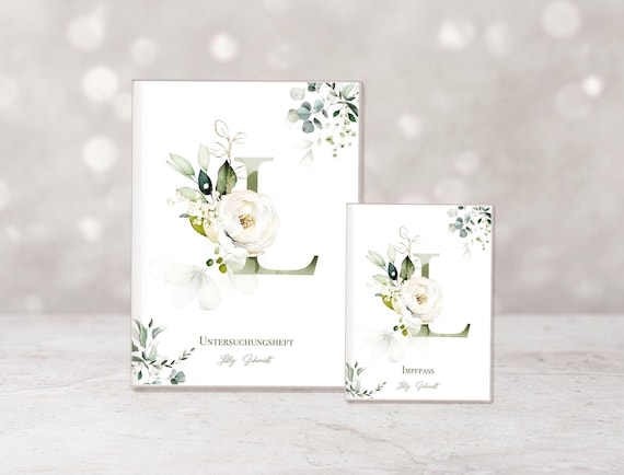 Set U-Heft und Impfpass Hülle | Untersuchungshefthülle Greenery | personalisiert | Schutzhülle mit Namen