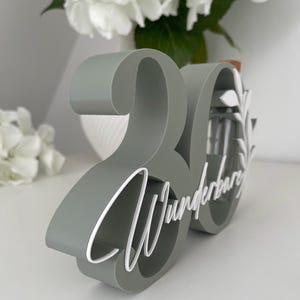 Geldgeschenk zum 30. Geburtstag | Zahl 30 mit Glasröhrchen | personalisiertes Geschenk 30. Geburtstag | Geburtstag Deko 30 image 3