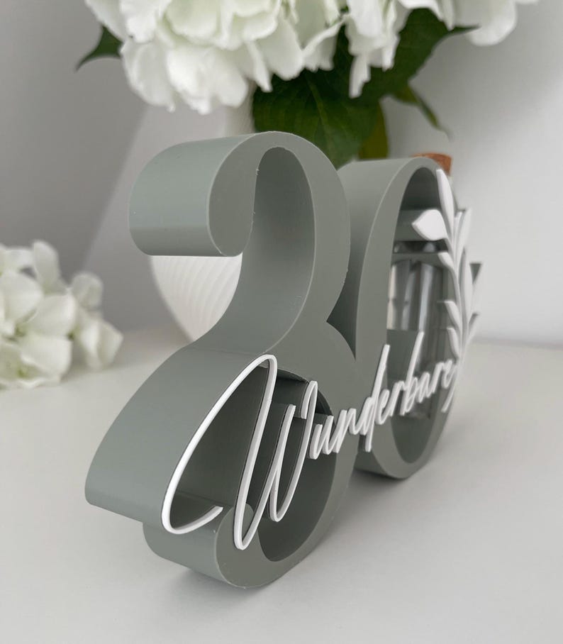 Geldgeschenk zum 30. Geburtstag | Zahl 30 mit Glasröhrchen | personalisiertes Geschenk 30. Geburtstag | Geburtstag Deko 30 image 3