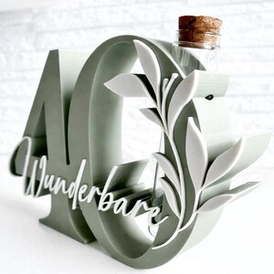 Geldgeschenk zum 40. Geburtstag | Zahl 40 mit Glasröhrchen | personalisiertes Geschenk 40. Geburtstag | Geburtstag Deko 40 image 3