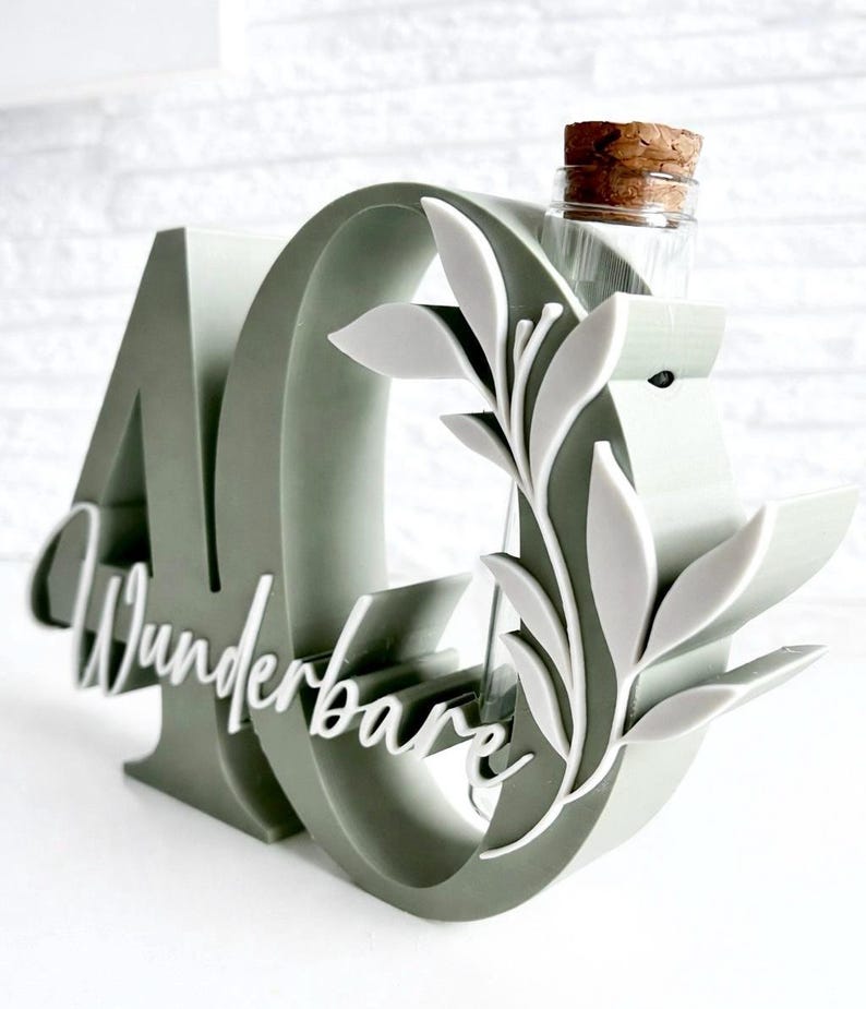 Geldgeschenk zum 40. Geburtstag | Zahl 40 mit Glasröhrchen | personalisiertes Geschenk 40. Geburtstag | Geburtstag Deko 40 image 3