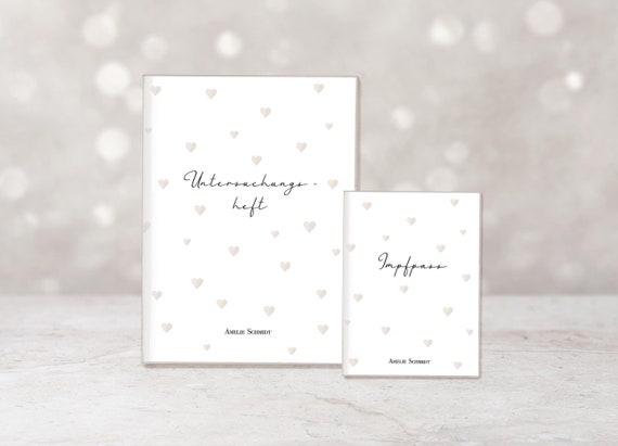 Set U-Heft und Impfpass Hülle | Untersuchungshefthülle Herzen | personalisiert | Schutzhülle mit Namen