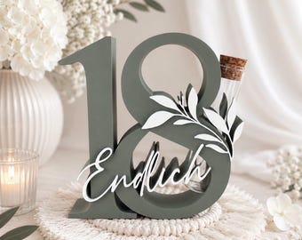 Geldgeschenk 18. Geburtstag, Endlich 18 oder Volljährig, Blätterranke, Wunschfarbe, Geburtstagsgeschenk, Deko Zahl 18 ,Geschenkidee 18 Jahre