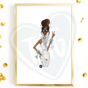 Cool Girl Mocha Digital Print Art Print Fashion Print Printable Digital image 1