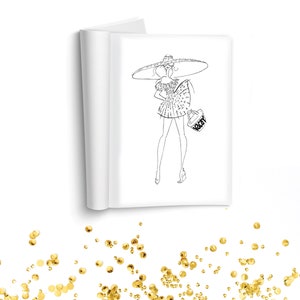 Fashion Girl Coloring Book 30 Page Relaxation Stress Relief Printable Digital Download image 2