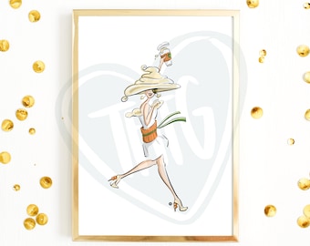 Pumpkin Spice Girl on a White Background (Vanilla) | Digital Print | Art Print | Fashion Print | Printable | Digital