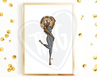 Yay Me!  (Mocha) | Fashion Illustration | Printable | Digital Art | Art Print