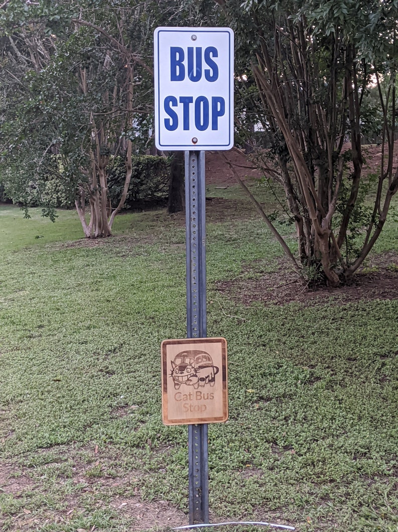 Cat Bus Stop Sign Etsy