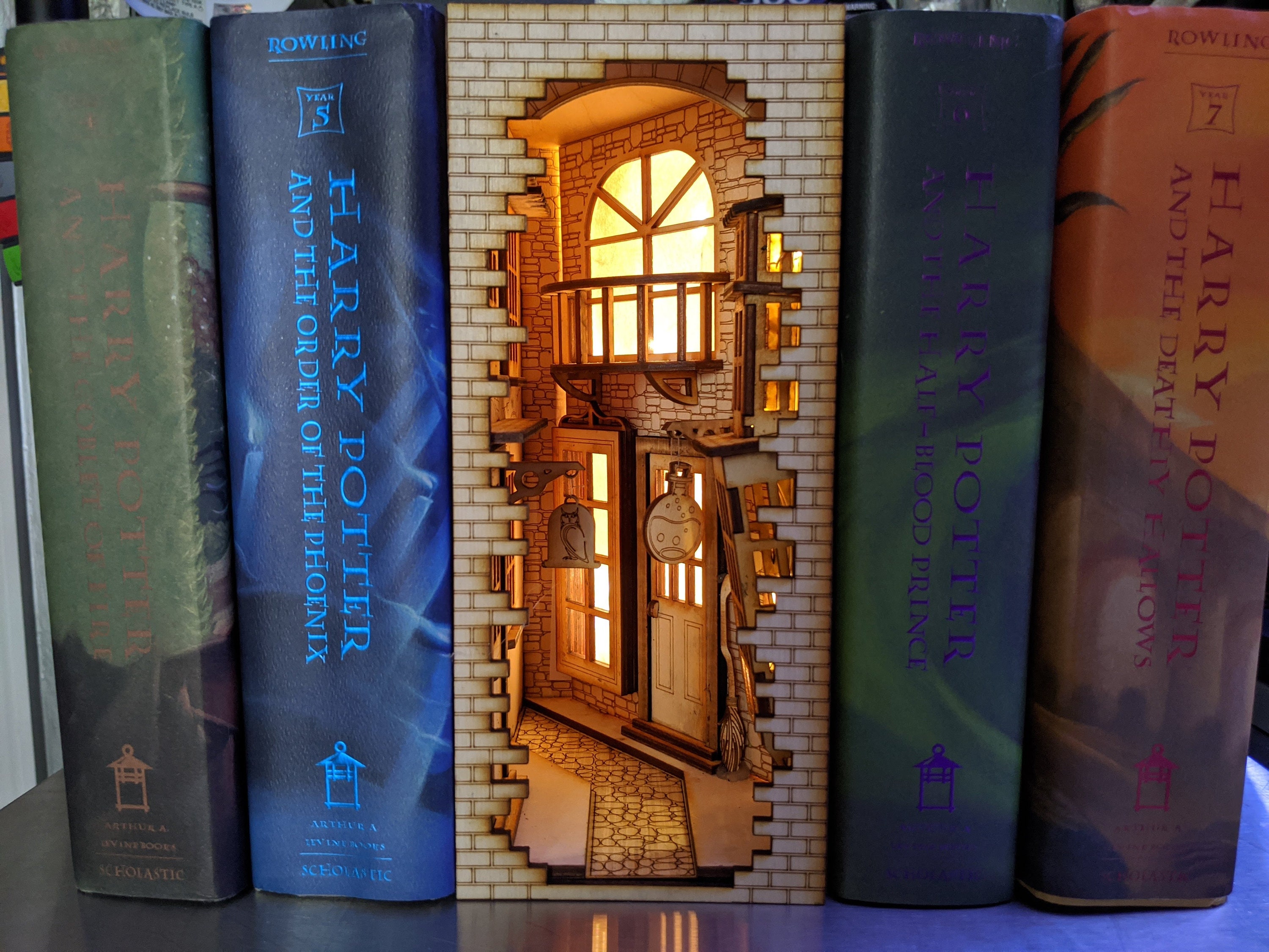  Wooden Diagon Alley Book Nook Kit Bookend Stand