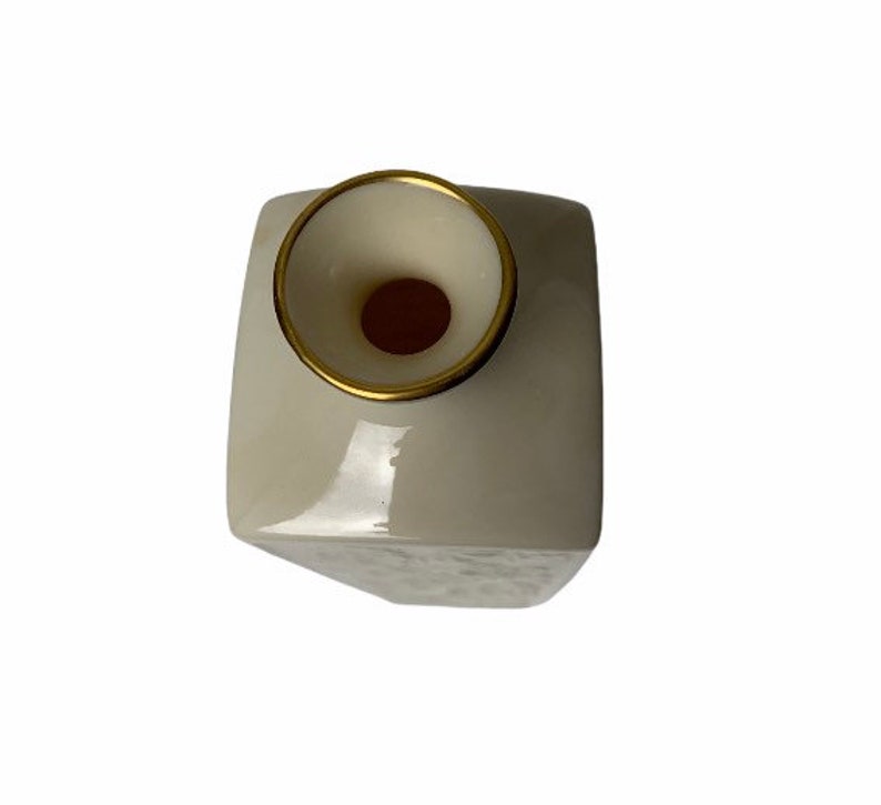 Lenox Square Floral Embossed Bud Vase Blossom 7 14\u201d Cream 24K Gold Trim