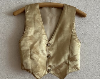 Golden Vest Vintage Women's Vest Golden Men Boy Waistcoat