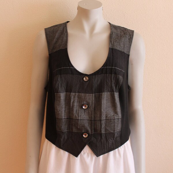 Womens Grey Vest Vintage Vest Patchwork Gray Vest Waistcoat Colorblock Formal Fitted Renaissance Baroque Victorian Plus Size