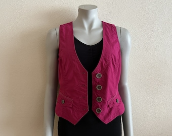 Pink Vest Pink Cotton Women's Vest Women's Waistcoat Sleeless Jacket