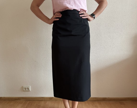 Nanso Oy Women Skirt Black Vintage Skirt Long Fit… - image 3