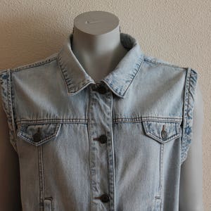 Denim Vest Women's Vest Light Blue Denim Vest Jeans Vest Fitted Womens Waistcoat Country Western Boho Womens Vest Large to Extra Large Size image 2