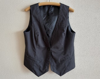 Women's Vest Grey Vest Gray Womens Vest Fitted Waistcoat Steampunk Formal Vest Gray Romantic Classic Edwardian Victorian Large Size