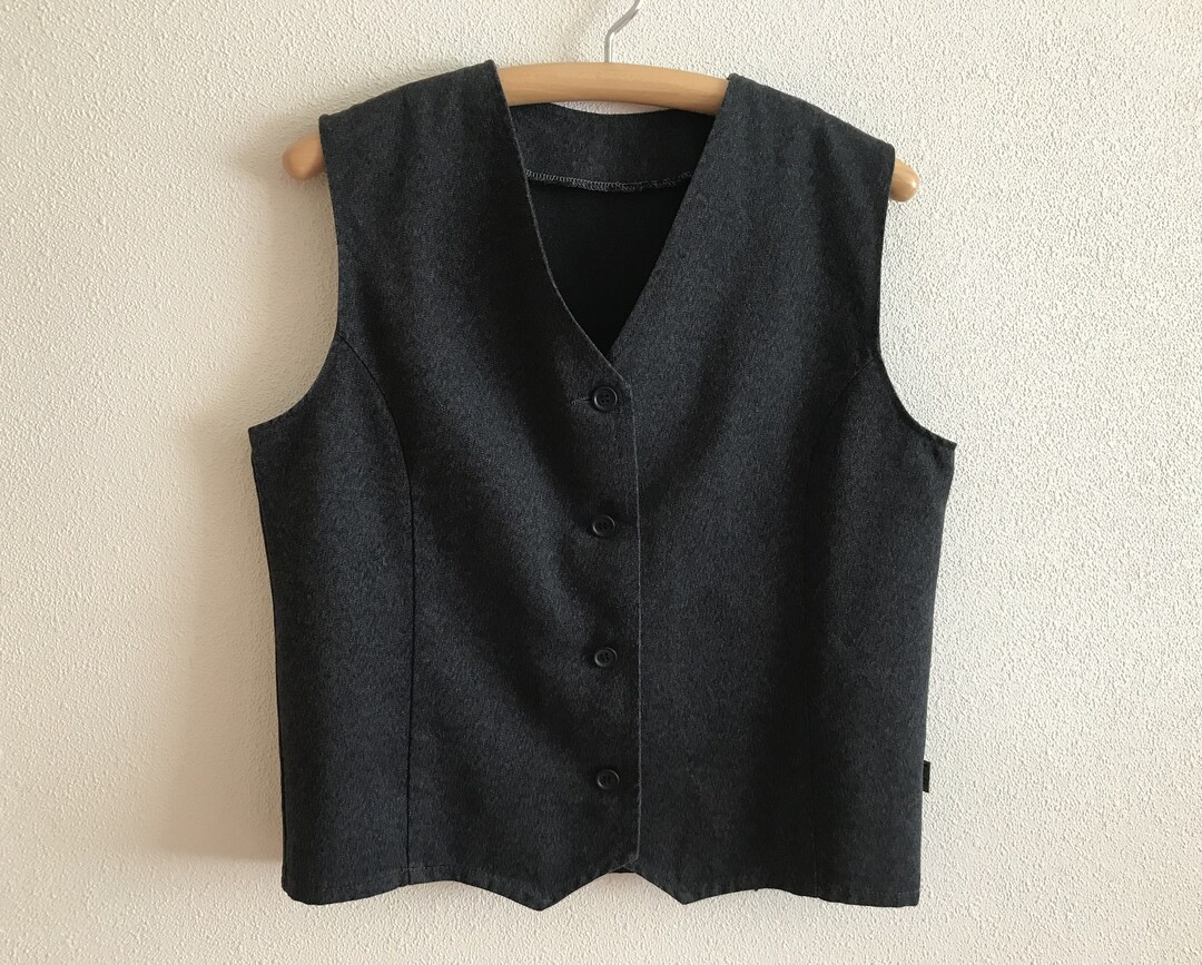 Women's Vest Grey Vest Gray Womens Vest Fitted Cotton Etsy
